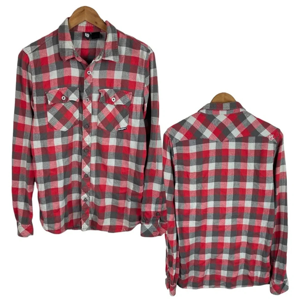 Bf359 Mens Rusty Surfing Brand Plaid Hipster Flannel Button Down Shirt S